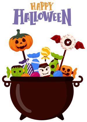 Halloween Canva Greeting Card: Halloween Candy Cauldron