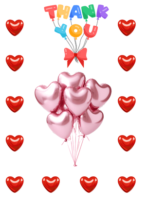 Thank You Card: Heart Balloons and Thank You Message