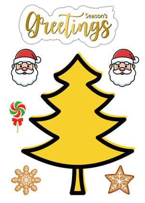 Season's Greetings Card: Festive Christmas Tree and Santa