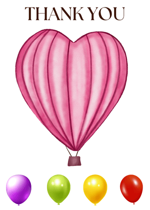 Thank You Card: Heart Balloon with Thank You