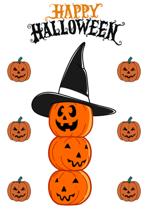 Halloween Canva Greeting Card: Happy Halloween Pumpkin Stack