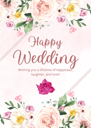 Happy Wedding Day Card: Floral Wedding Greeting Card