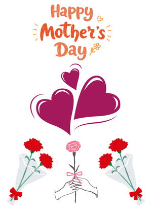 Happy Mother's Day Card: Flowers &amp; Hearts