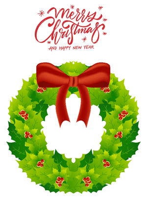 Merry Christmas &amp; Happy New Year Card: Festive Christmas Wreath and Bow