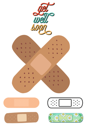 Get Well Soon Card: Colorful Bandages