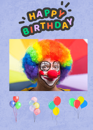 Happy Birthday Greeting Card: Colorful Clown Birthday Celebration