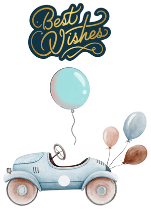 Best Wishes Card: Best Wishes with Vintage Car
