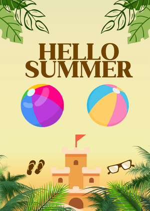 Hello Summer Card: Hello Summer Beach Scene