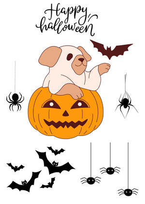 Halloween Canva Greeting Card: Puppy in Pumpkin Halloween Fun