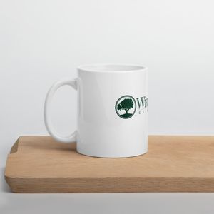 White Glossy Mug with 'White Oak Development' Logo