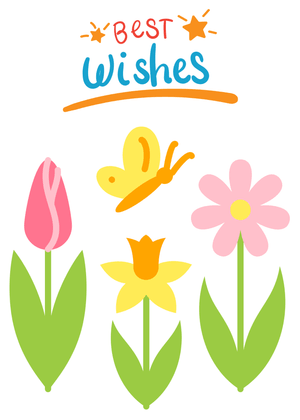 Best Wishes Card: Bright Floral Greeting Card