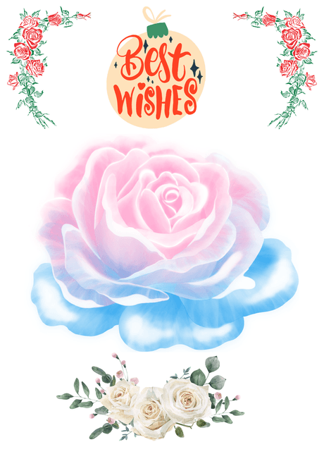 Best Wishes Card: Pastel Rose with Best Wishes