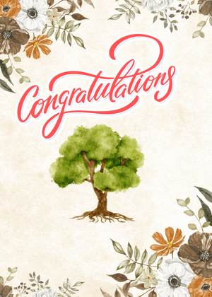 Congratulations Greeting Card: Congratulations with Floral Border and Tree