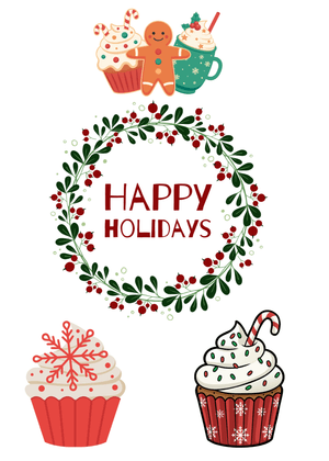 Happy Holidays Card: Festive Holiday Treats with Wreath