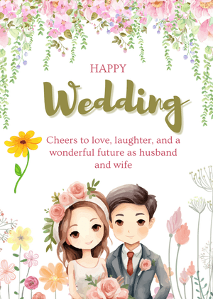 Happy Wedding Day Card: Couple (Bride &amp; Groom)