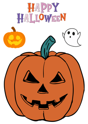 Halloween Canva Greeting Card: Halloween Pumpkin and Ghost