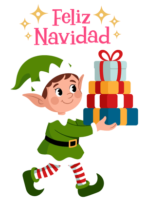Feliz Navidad Card: Christmas Elf with Presents