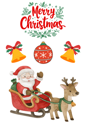 Merry Christmas Card: Santa and Reindeer Christmas Greeting