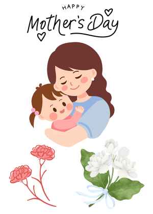 Happy Mother's Day Card: Mom &amp; Daughter with Flowers