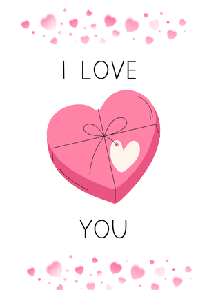 I Love You Card: Pink Heart Gift Box