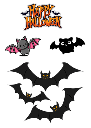 Halloween Canva Greeting Card: Halloween Bats and Happy Banner