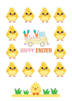 Happy Easter Card: Easter Chicks and Truck