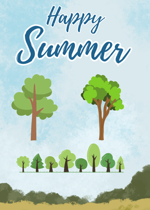 Hello Summer Card: Summer Trees and Sky