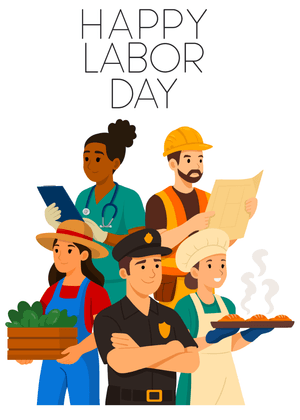 Happy Labor Day Card: Patriotic Soldier with Flags