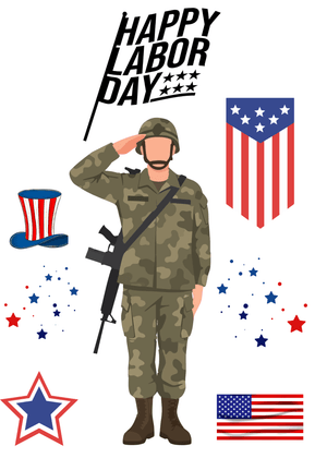 Happy Labor Day Card: Soldier Saluting for Labor Day