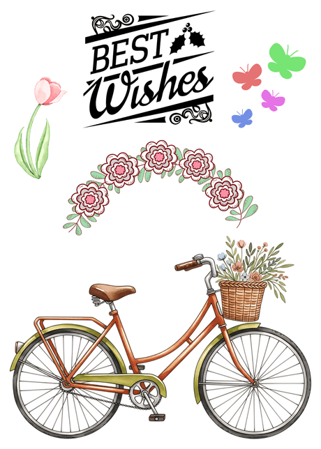 Best Wishes Card: Vintage Bicycle with Flowers