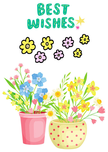 Best Wishes Card: Colorful Floral Best Wishes Card
