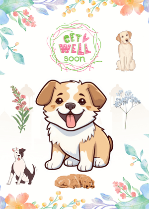 Get Well Soon Card: Cheerful Dogs with Get Well Message