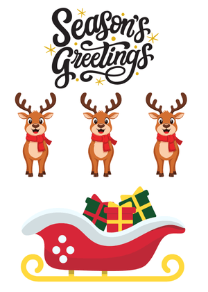 Season's Greetings Card: Reindeer and Sleigh with Gifts