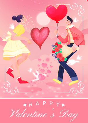 Happy Valentine's Day Card: Valentine's Day Celebration Scene