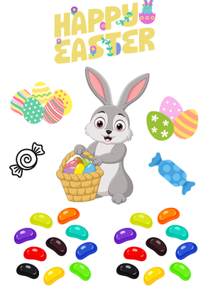 Happy Easter Card: Easter Bunny with Colorful Eggs