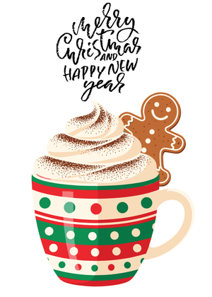 Merry Christmas &amp; Happy New Year Card: Festive Holiday Mug with Gingerbread
