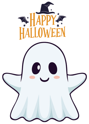 Halloween Canva Greeting Card: Cute Ghost Halloween Greeting
