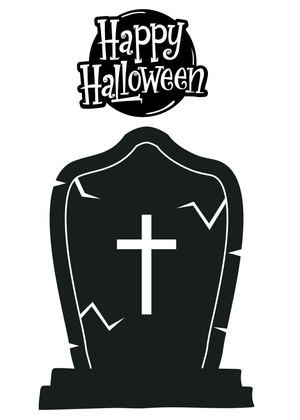 Halloween Canva Greeting Card: Halloween Tombstone with Cross