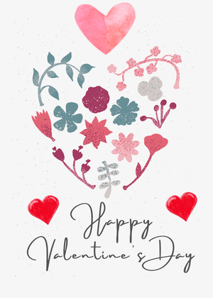 Happy Valentine's Day Card: Floral Heart Valentine's Greeting