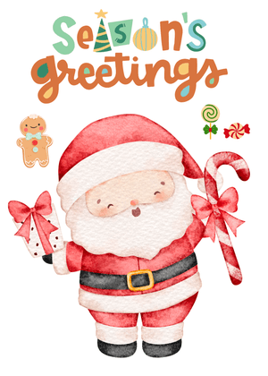 Season's Greetings Card: Santa Claus with Gifts