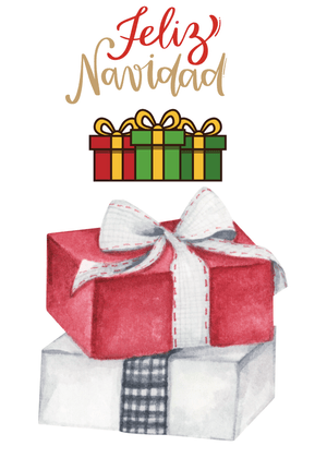 Feliz Navidad Card: Festive Christmas Gift Boxes