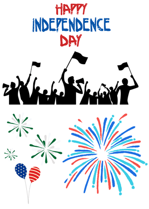 Happy Independence Day Card: Independence Celebration with Fireworks