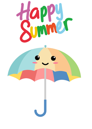Happy Summer Card: Cute Umbrella with Happy Summer Text