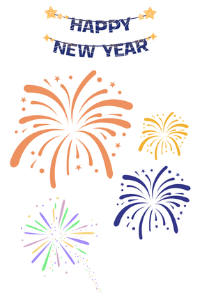 Happy New Year Card: Colorful Fireworks Celebration