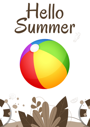 Hello Summer Card: Colorful Beach Ball and Summer Fun