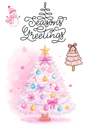 Season's Greetings Card: Festive Christmas Tree (Pink)
