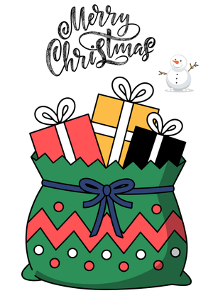 Merry Christmas Card: Christmas Gifts in Festive Bag