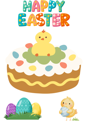 Happy Easter Card: Easter Cheer with Chicks and Eggs