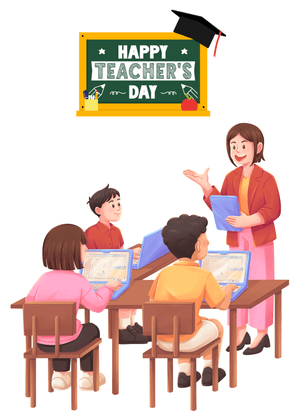 Happy Teacher's Day Card: Teacher Celebrating with Students