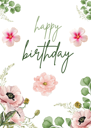 Happy Birthday Greeting Card: Floral Happy Birthday Card